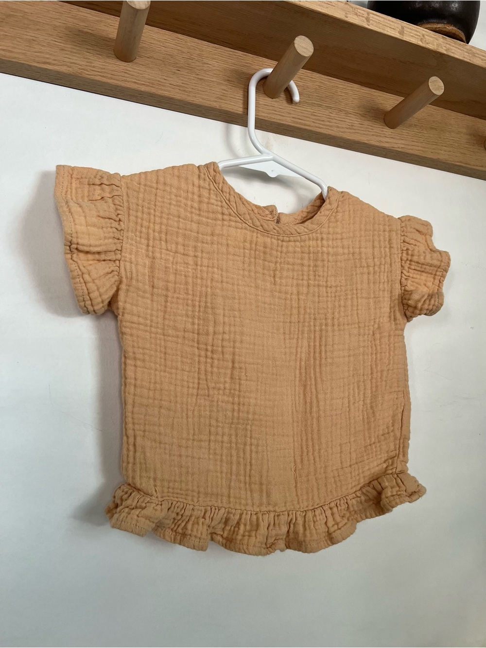 Grayson Collective peach orange gauze cotton muslin flutter sleeve top 12M 12 mo